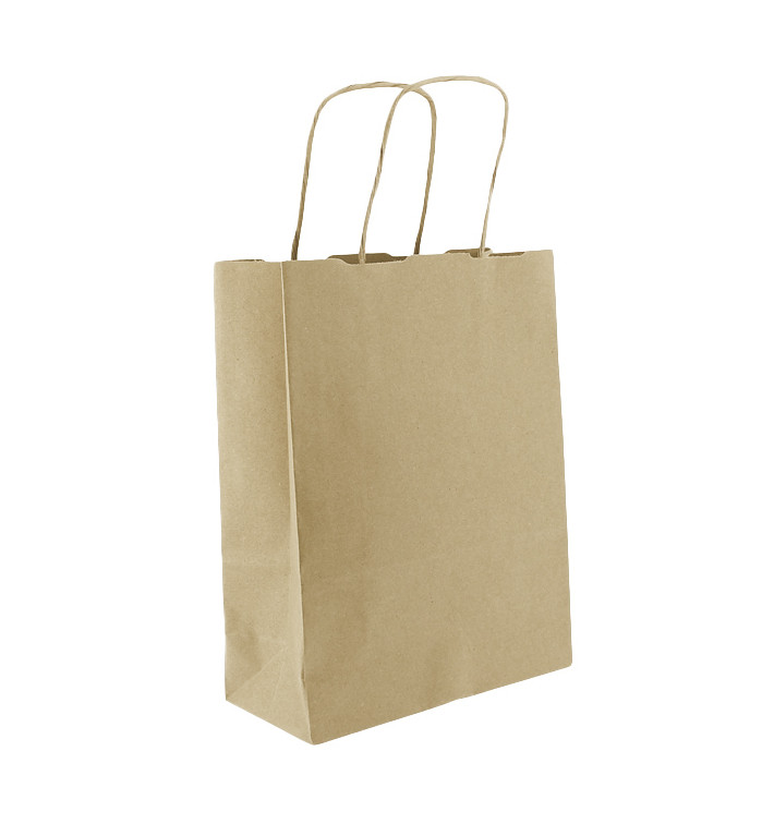 Paper Bag with Handles Kraft 100g/m² 18+8x24cm (450 Units)