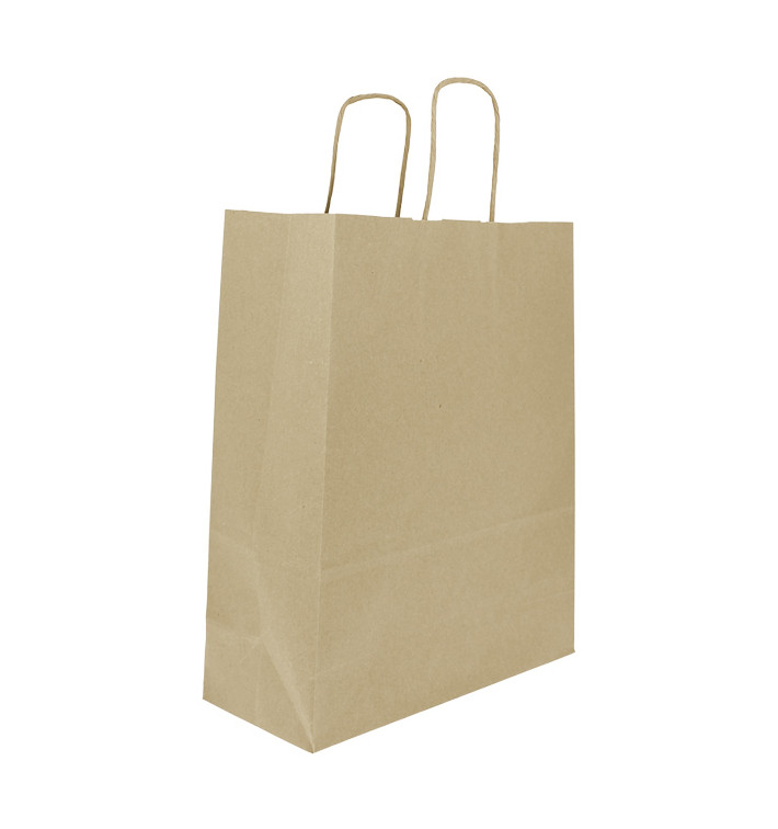 Paper Bag with Handles Kraft 100g/m² 25+11x31cm (250 Units)