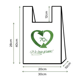 Plastic T-Shirt Bag 70% Recycled 30x40cm 50µm (1.500 Units)