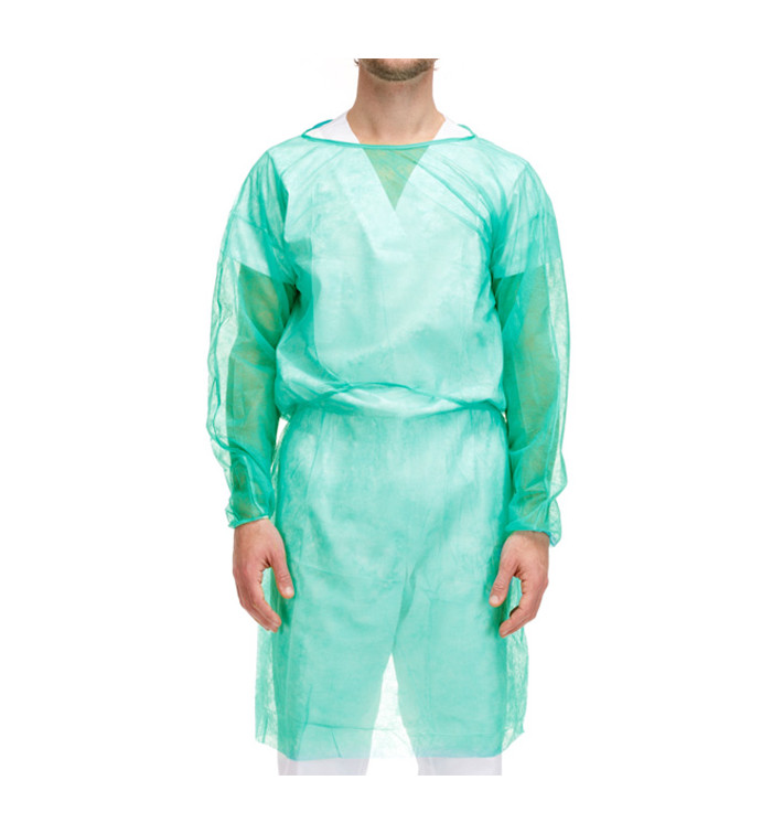 Disposable Lab Coat TST PP Tie Belt Back Closure Green XL 20gr (10 Units) 