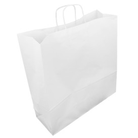 Paper Bag with Handles Kraft White 100g/m² 44+15x46cm (200 Units)