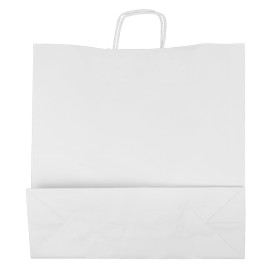 Paper Bag with Handles Kraft White 100g/m² 44+15x46cm (200 Units)