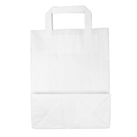 Paper Bag with Handles Kraft White 100g/m² 22+11x27cm (250 Units)