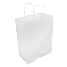 Paper Bag with Handles Kraft White 100g/m² 25+13x33cm (25 Units) 