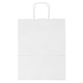 Paper Bag with Handles Kraft White 100g/m² 25+13x33cm (25 Units) 