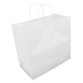 Paper Bag with Handles Kraft White 90g/m² 32+16x31cm (50 Units) 