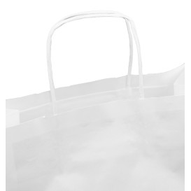 Paper Bag with Handles Kraft White 90g/m² 32+16x31cm (50 Units) 