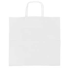 Paper Bag with Handles Kraft White 90g/m² 32+16x31cm (50 Units) 