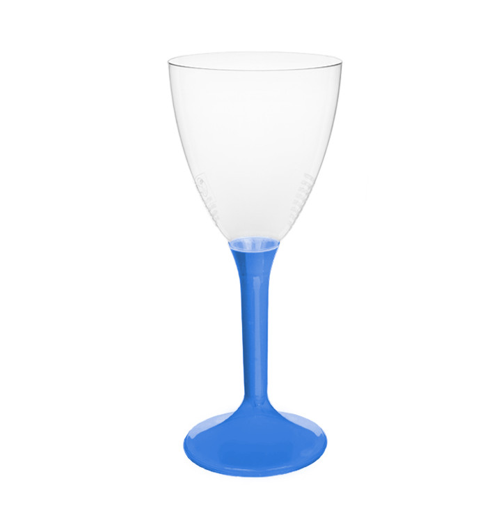 Plastic Stemmed Glass Wine Blue Mediterranean Removable Stem 180ml (200 Units)