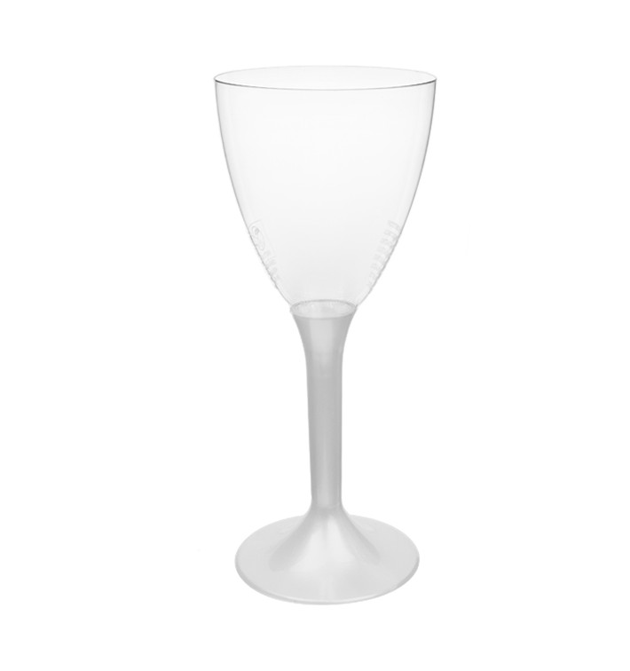 Plastic Stemmed Glass Wine White Pearl Removable Stem 180ml (200 Units)