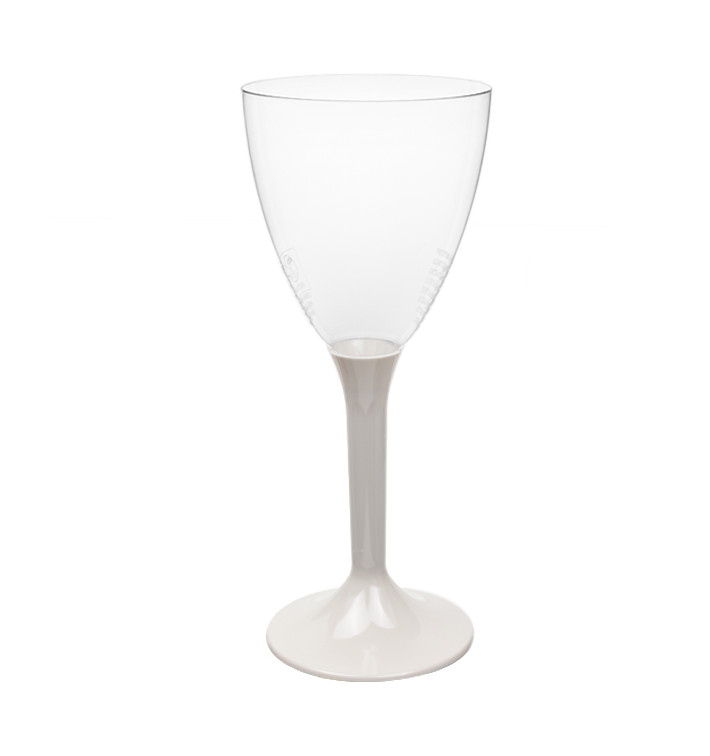 Plastic Stemmed Glass Wine Beige Removable Stem 180ml (40 Units)