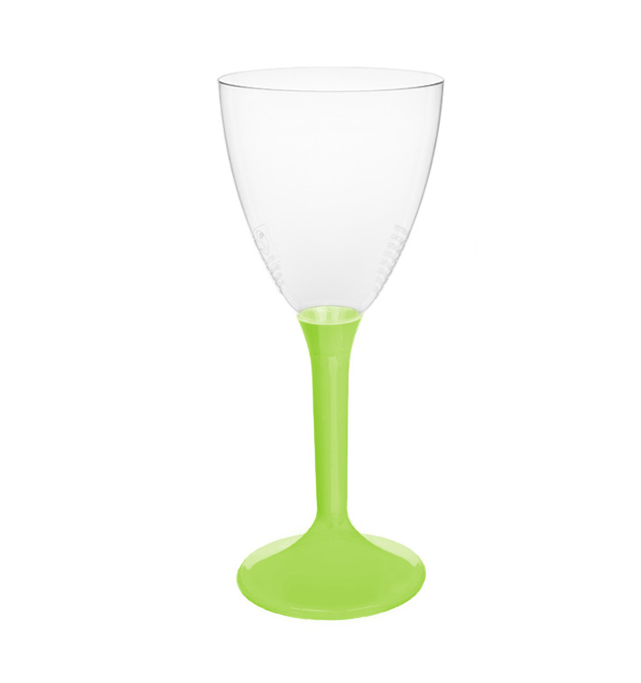 Plastic Stemmed Glass Wine Lime Green Removable Stem 180ml (40 Units)