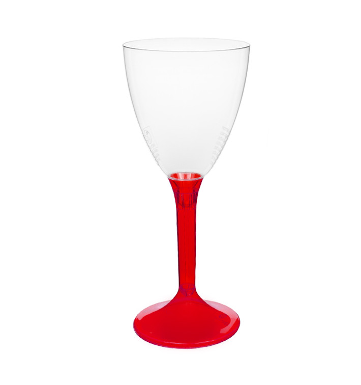 Plastic Stemmed Glass Wine Red Clear Removable Stem 180ml (200 Units)