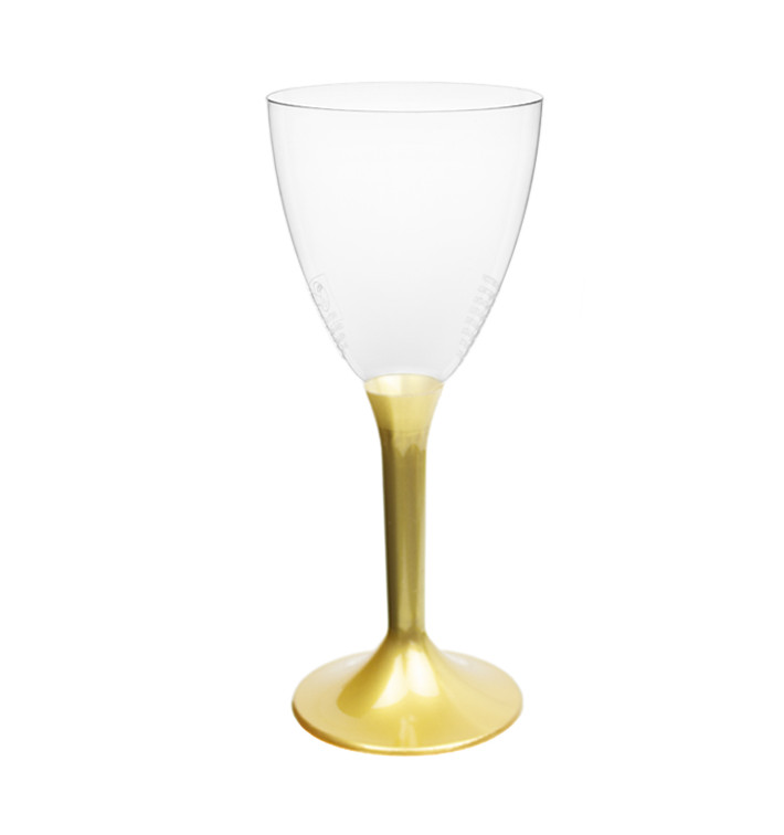 Plastic Stemmed Glass Wine Gold Removable Stem 180ml (40 Units)