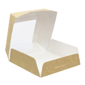 Paper Cake Box with Window Kraft 12x12x4cm (500 Units) 