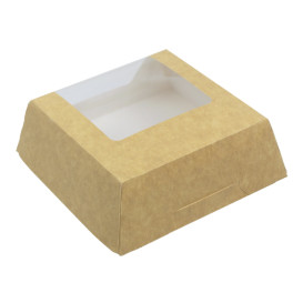 Paper Cake Box with Window Kraft 12x12x4cm (500 Units) 