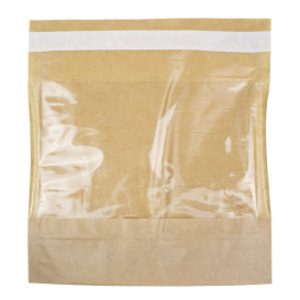 Paper Food Bag Kraft and window Autoseal 14x16cm (100 Units)