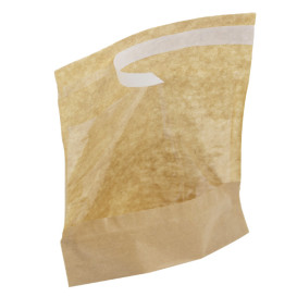 Paper Food Bag Kraft and window Autoseal 14x16cm (100 Units)