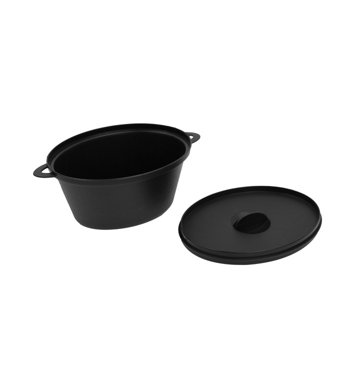 Serving Pot with Lid PP Black 15,6x10,1cm (144 Units)