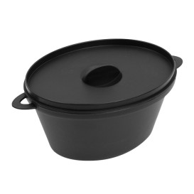 Serving Pot with Lid PP Black 15,6x10,1cm (144 Units)