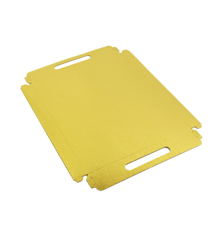 Paper Tray with Handles Rectangular shape Gold 22x28cm (400 Units)