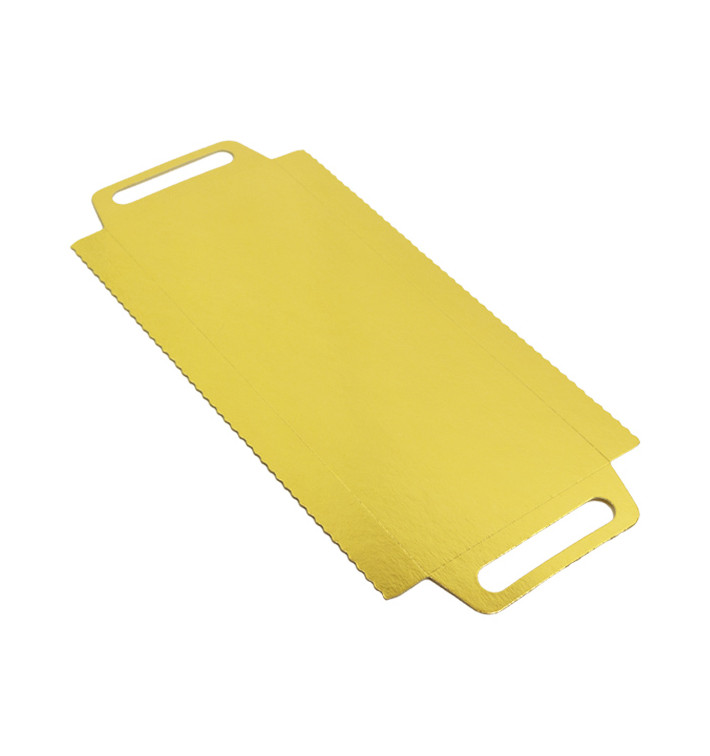 Paper Tray with Handles Rectangular shape Gold 30x12 cm (600 Units)