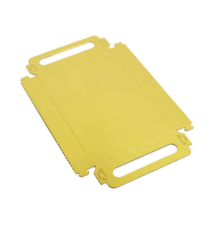 Paper Tray with Handles Rectangular shape Gold 12x19cm (100 Units) 