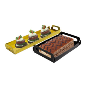 Paper Tray with Handles Rectangular shape Gold 22x28cm (400 Units)