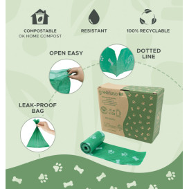 Compostable Bag 23x32cm Dogs Biodegradable Rolls R20x15 (300 Units) 