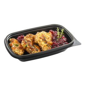 Plastic Deli Container PP Black 375ml 20x13x4cm (50 Units) 