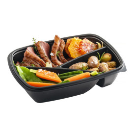 Plastic Deli Container PP 3C Black 900ml 23x17x5cm (75 Units)  