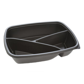 Plastic Deli Container PP 3C Black 900ml 23x17x5cm (300 Units)