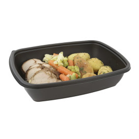 Plastic Deli Container PP Black 900ml 23x16,5cm (75 Units)  