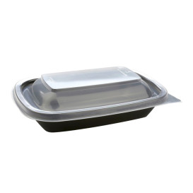 Plastic Lid for Deli Container PP Rectangular shape Black 20x13cm (50 Units)