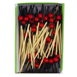 Bamboo Food Skewers Red and Black Design 7cm (1.200 Units)