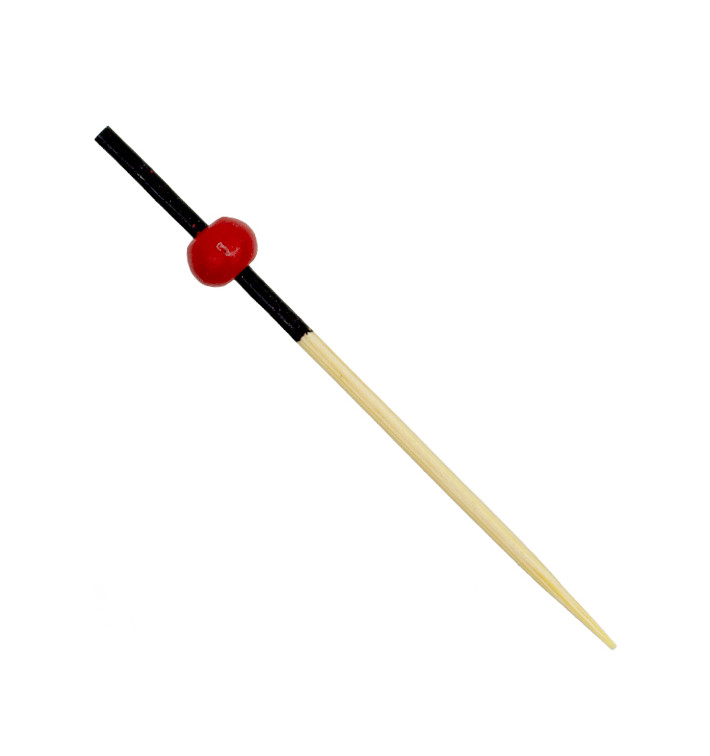 Bamboo Food Skewers Red and Black Design 7cm (1.200 Units)