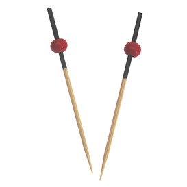 Bamboo Food Skewers Red and Black Design 7cm (1.200 Units)