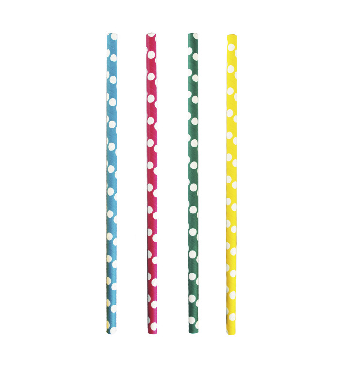 Paper Straw Straight Assorted "Ice Drink" Ø0,8cm 24cm (3.000 Units)