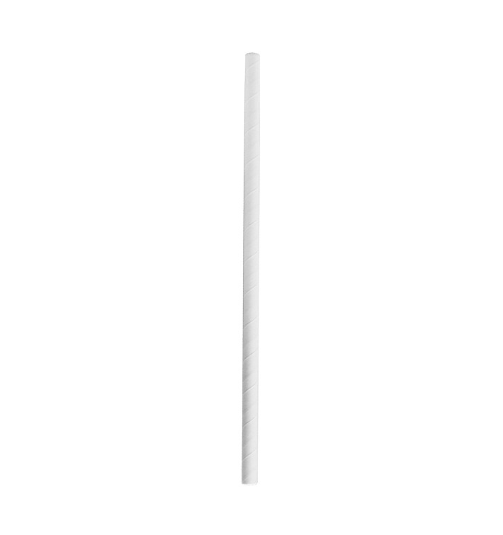 Paper Straw Straight White "Smoothie" Ø0,8cm 24cm (100 Units) 