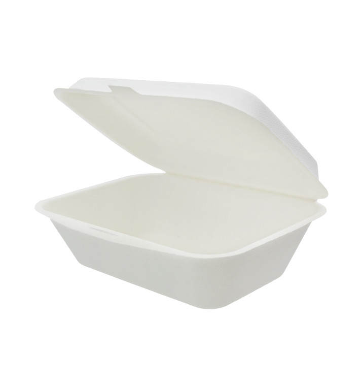 Sugarcane Hinged Container "Menu Box" White 180x125x70mm (600Units)