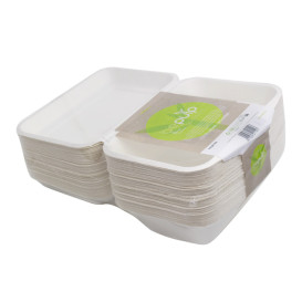 Sugarcane Hinged Container "Menu Box" White 180x125x70mm (600Units)