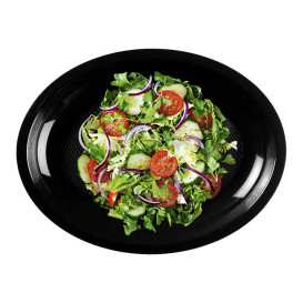 Reusable Hard Tray Oval Shape Black "Round" 25,5x19 cm (600 Units)