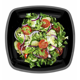 Reusable Hard Plate Deep Black Square shape PS 18cm (25 Units) 