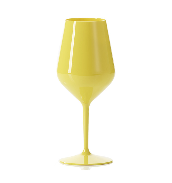 Reusable Glass Wine Tritan Yellow 470ml (6 Units)