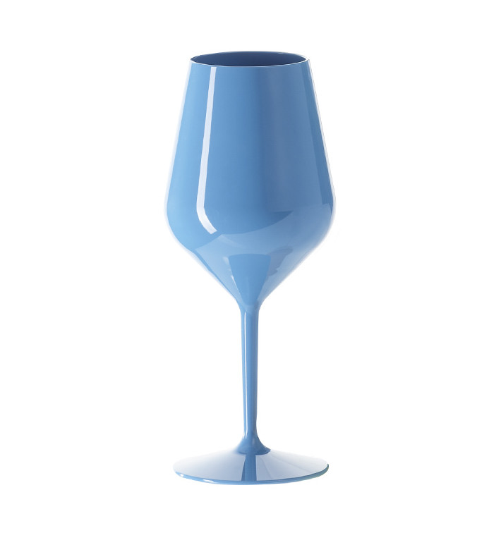 Reusable Glass Wine Tritan Blue 470ml (6 Units)