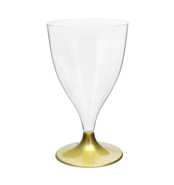 Plastic Stemmed Glass Wine Gold 200ml 2P (400 Units)