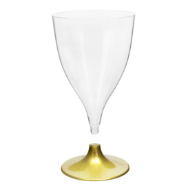 Plastic Stemmed Glass Wine Gold 200ml 2P (400 Units)