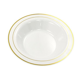 Plastic Plate Extra Rigid Deep with Border Gold 23cm (200 Units)