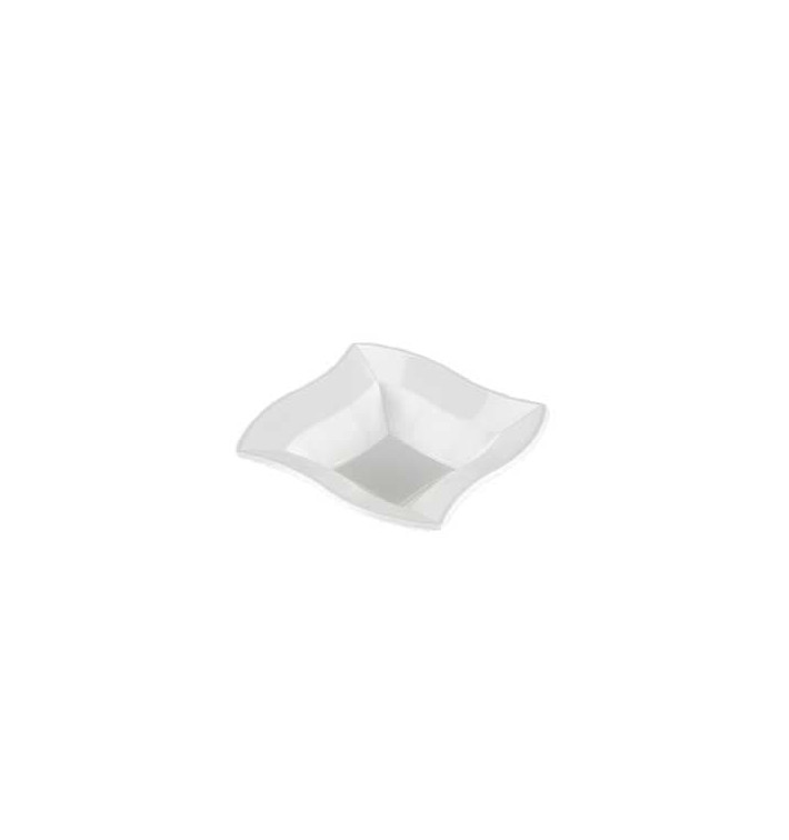 Plastic Bowl PS Square shape "Ondas" White 18x18cm 