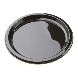 Plastic Plate Round Shape Black 23 cm (25 Units) 